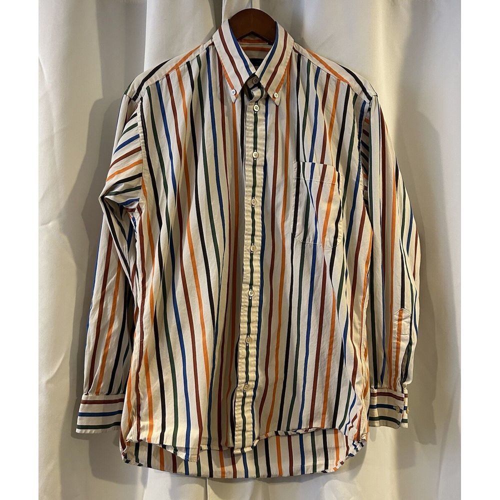 Vintage BURBERRY London‎ Mens M Nova Striped Button Down Long Sleeve USA